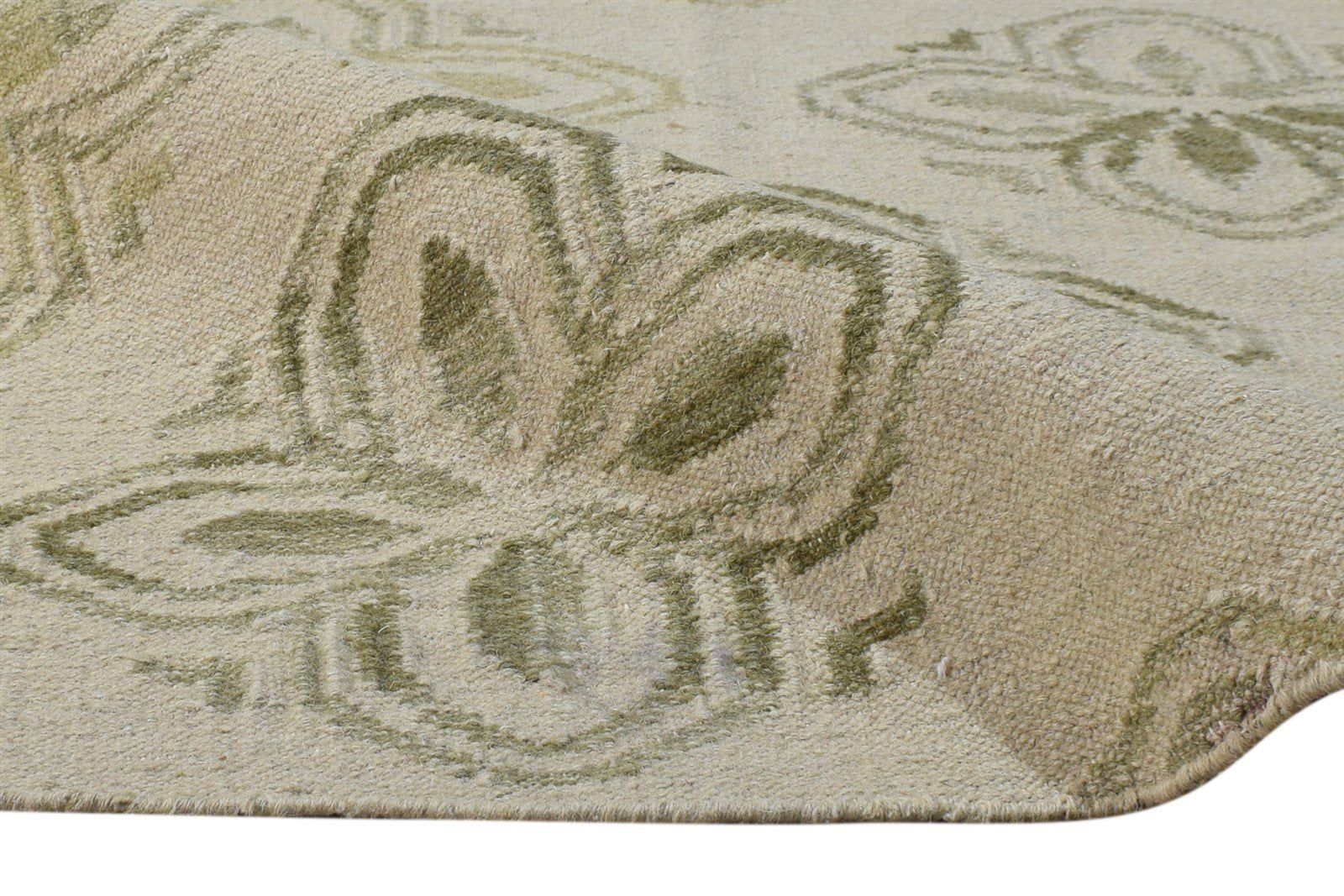 Wool Beige Rug 5' X 3' Modern Dhurrie Scandinavian Floral Room Size Carpet 7864673829013