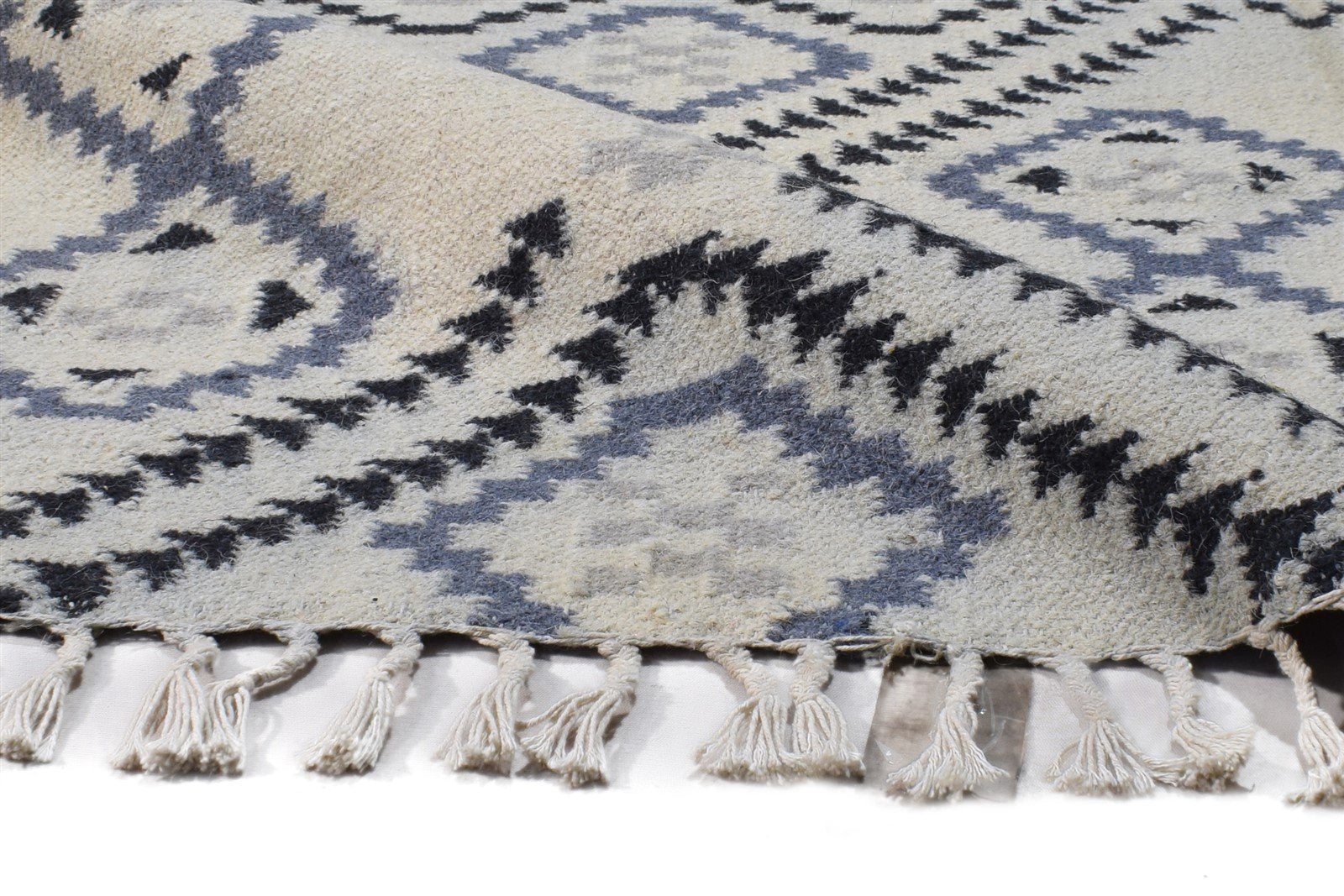 Wool Beige Rug 5' X 6' Modern Dhurrie Moroccan Geometric Room Size Carpet 7865191694485