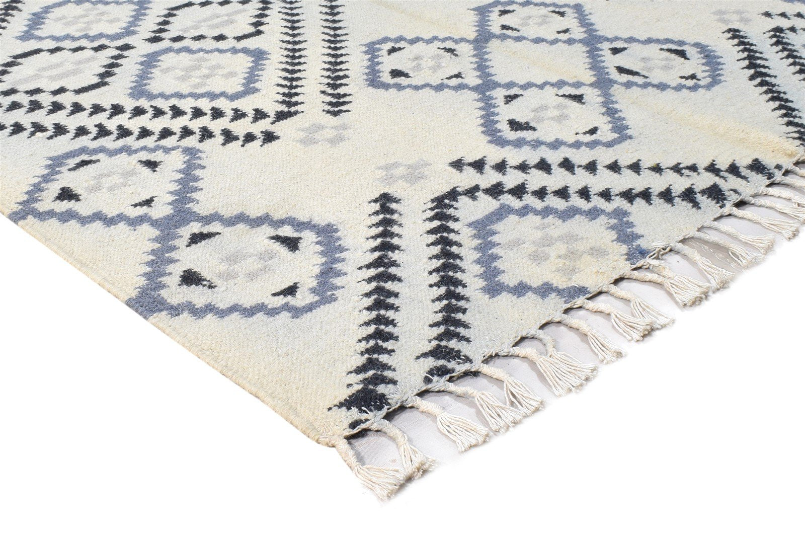 Wool Beige Rug 5' X 6' Modern Dhurrie Moroccan Geometric Room Size Carpet 7865191694485