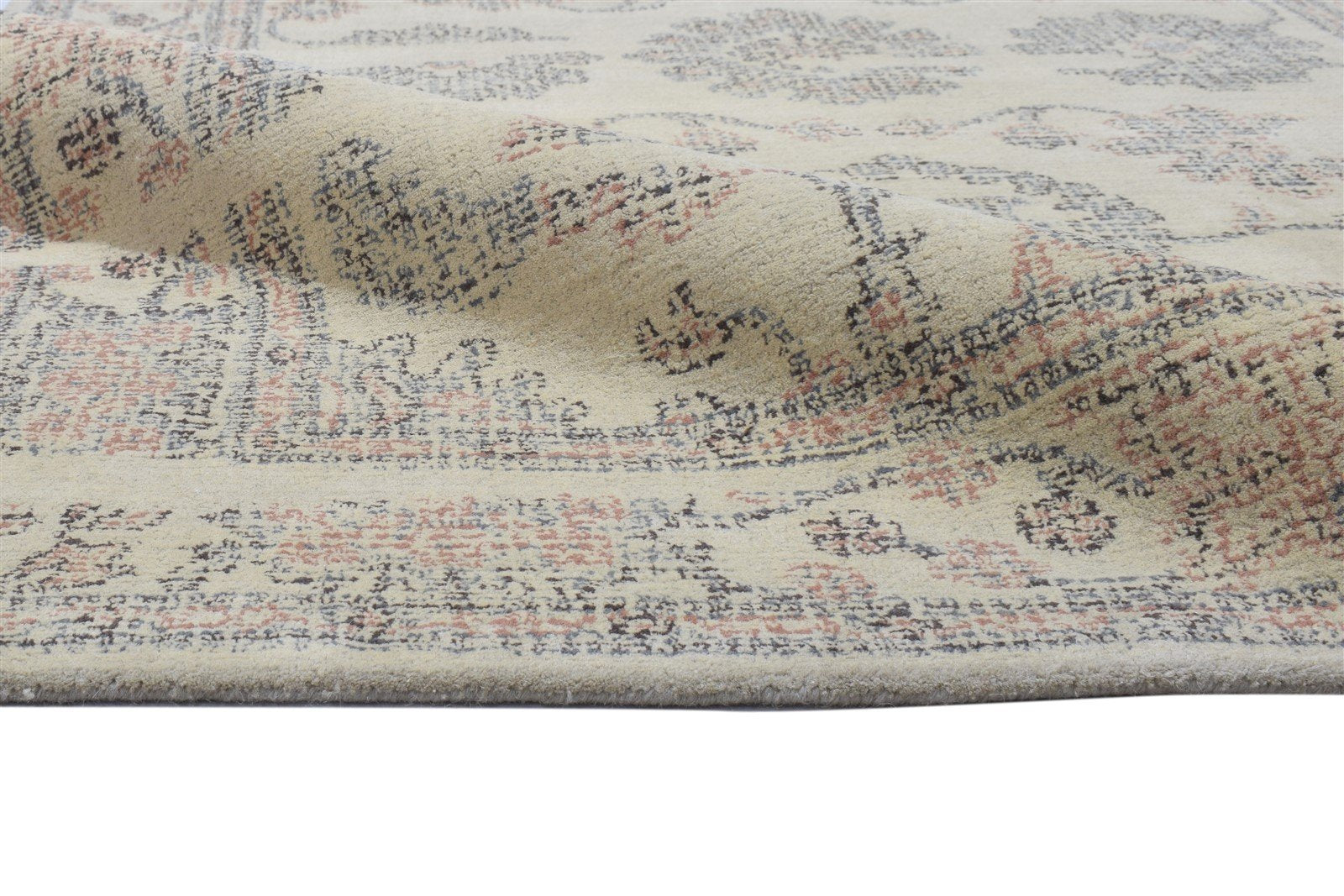 Wool Beige Rug 5' X 8' Erased Hand Tufted Oushak Oriental Room Size Carpet 7864096915605