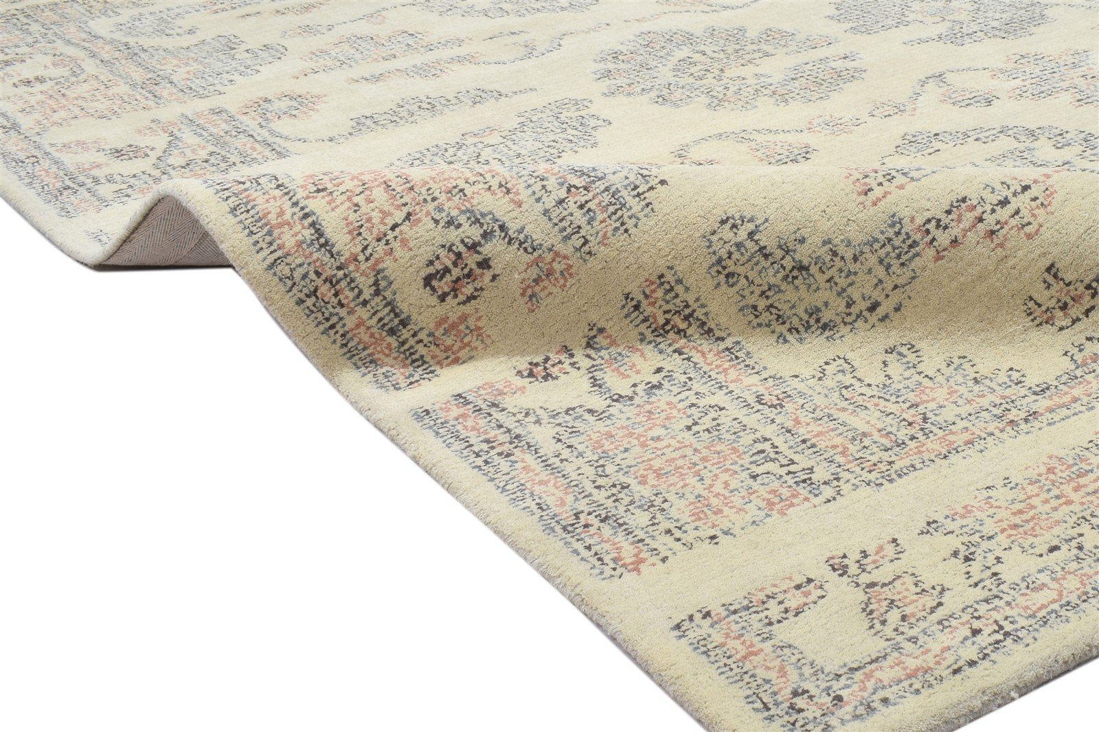 Wool Beige Rug 5' X 8' Erased Hand Tufted Oushak Oriental Room Size Carpet 7864096915605