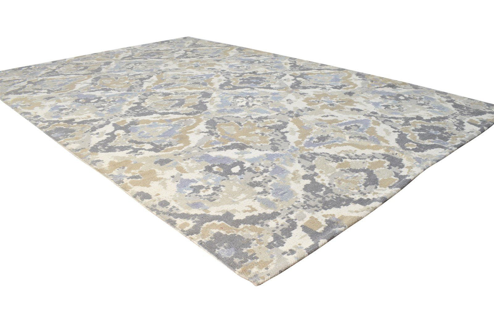 Wool Beige Rug 5' X 8' Modern Dhurrie American Abstract Room Size Carpet 7865170329749