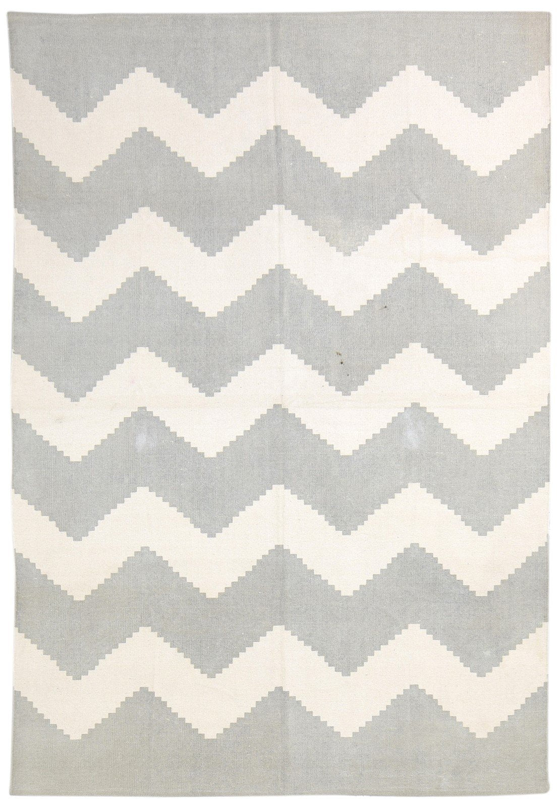 Wool Beige Rug 5' X 8' Modern Dhurrie American Chevron Room Size Carpet 7865142935701