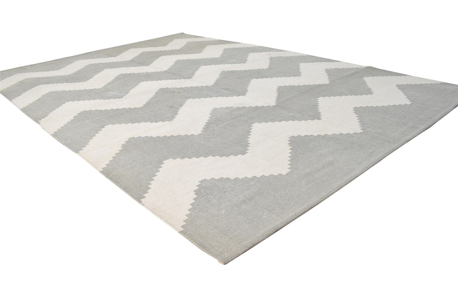 Wool Beige Rug 5' X 8' Modern Dhurrie American Chevron Room Size Carpet 7865142935701