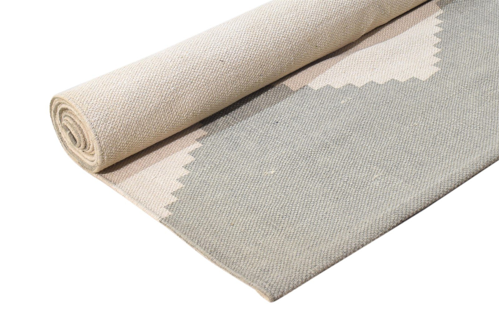 Wool Beige Rug 5' X 8' Modern Dhurrie American Chevron Room Size Carpet 7865142935701