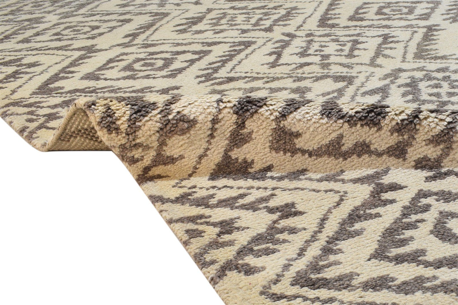 Wool Beige Rug 5' X 8' Modern Hand Knotted Moroccan Geometric Room Size Carpet 7864775049365