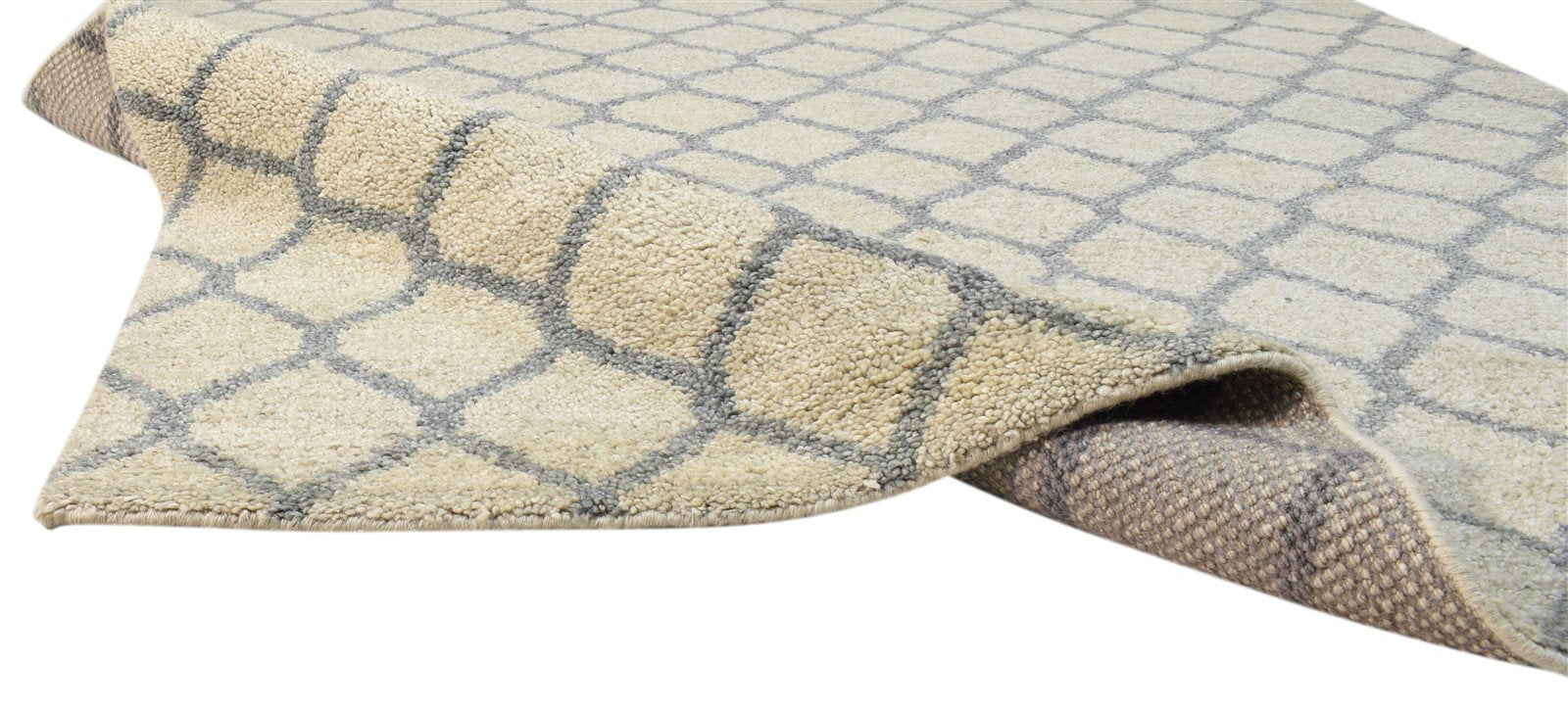 Wool Beige Rug 5' X 8' Modern Hand Knotted Moroccan Oriental Room Size Carpet 7860678688917