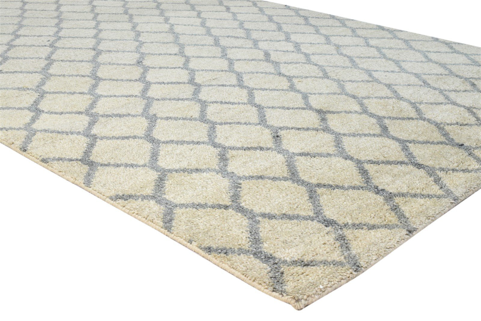 Wool Beige Rug 5' X 8' Modern Hand Knotted Moroccan Oriental Room Size Carpet 7860678688917