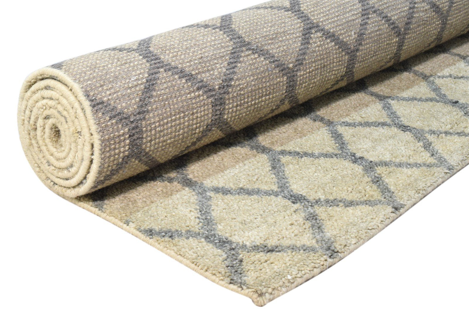 Wool Beige Rug 5' X 8' Modern Hand Knotted Moroccan Oriental Room Size Carpet 7860678688917