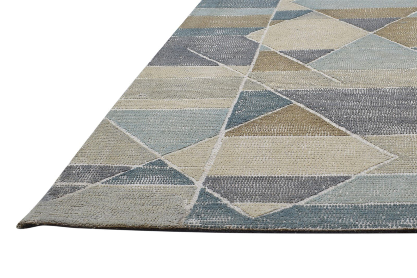 Wool Beige Rug 5X8 Modern Hand Tufted Scandinavian Geometric Room Size Carpet 7864330223765