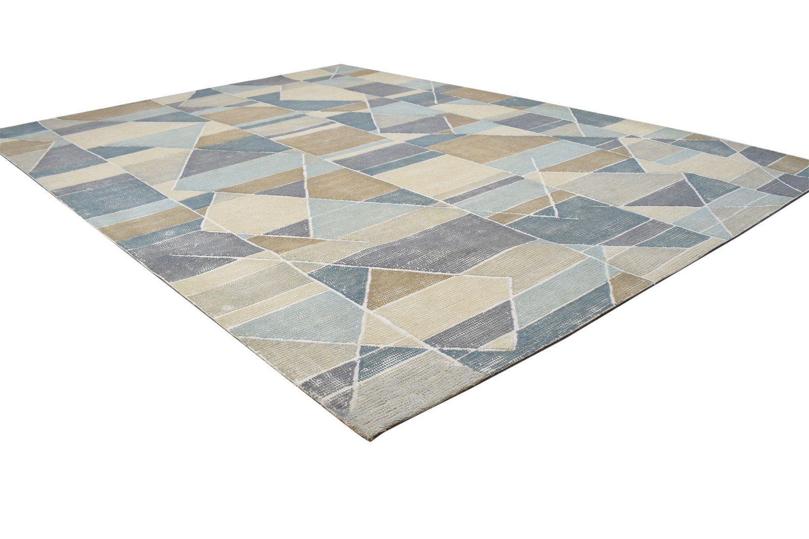 Wool Beige Rug 5X8 Modern Hand Tufted Scandinavian Geometric Room Size Carpet 7864330223765