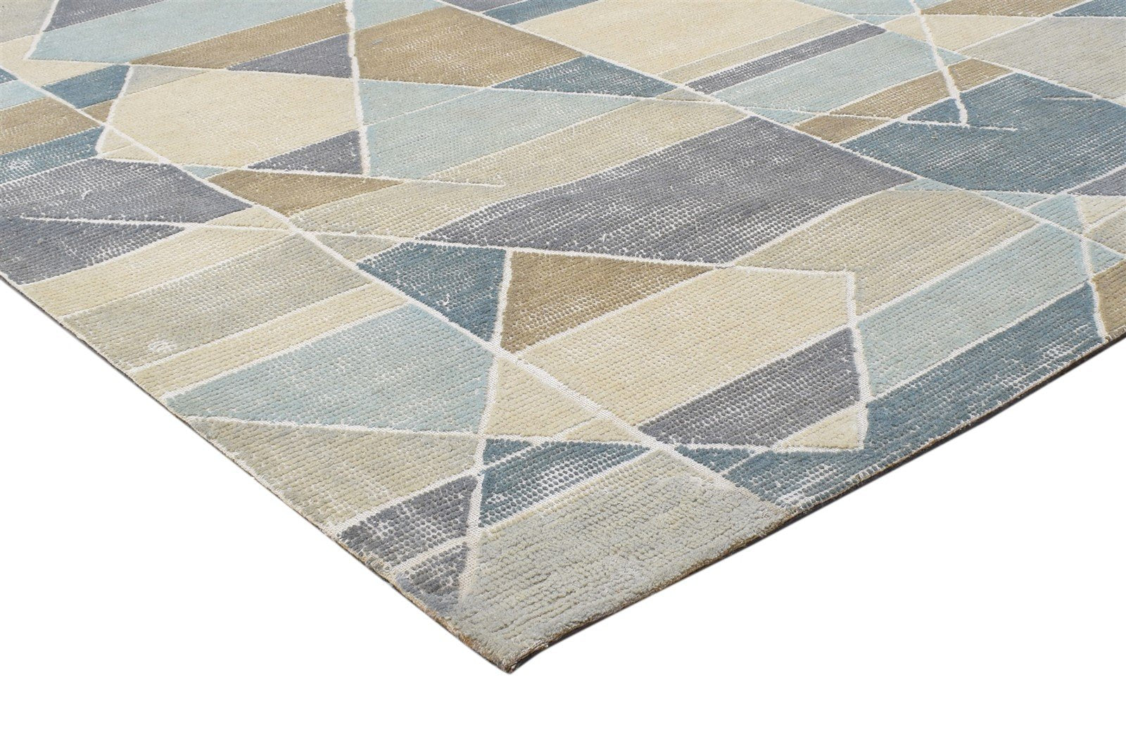 Wool Beige Rug 5X8 Modern Hand Tufted Scandinavian Geometric Room Size Carpet 7864330223765