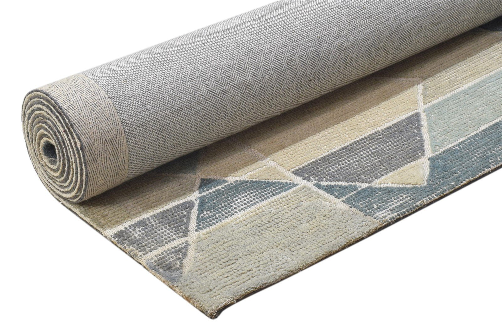 Wool Beige Rug 5X8 Modern Hand Tufted Scandinavian Geometric Room Size Carpet 7864330223765