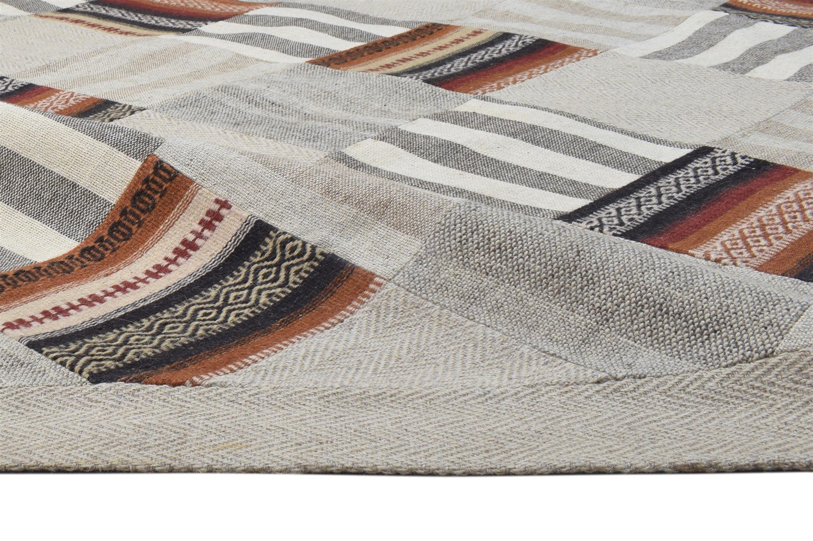 Wool Beige Rug 6' X 8' Modern Hand Tufted Scandinavian Geometric Large Carpet 7864112054421