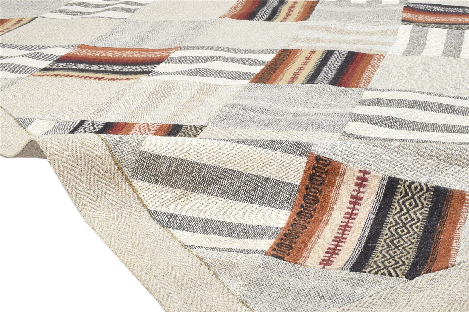 Wool Beige Rug 6' X 8' Modern Hand Tufted Scandinavian Geometric Large Carpet 7864112054421