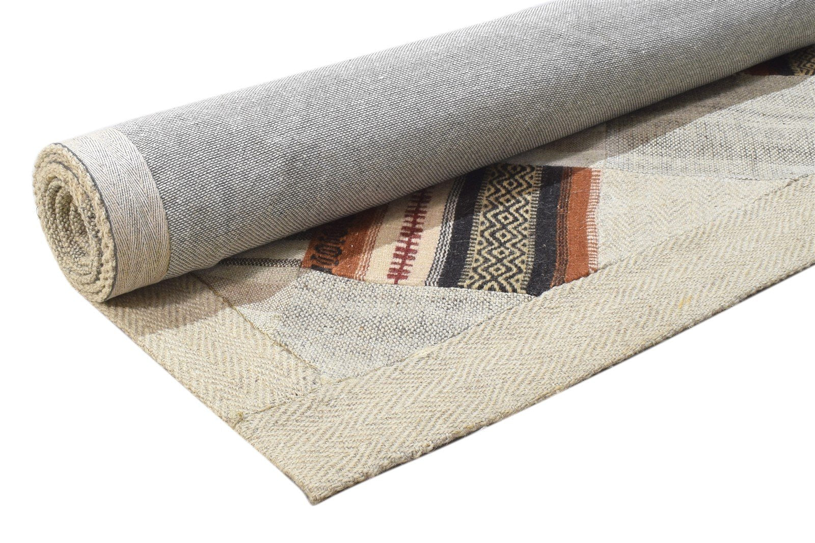 Wool Beige Rug 6' X 8' Modern Hand Tufted Scandinavian Geometric Large Carpet 7864112054421
