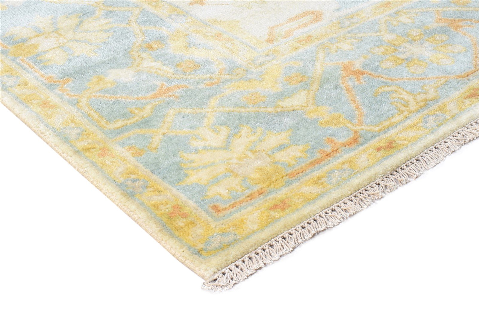 Wool Beige Rug 6' X 9' Persian Hand Knotted Oushak Oriental Large Carpet 7865000132757