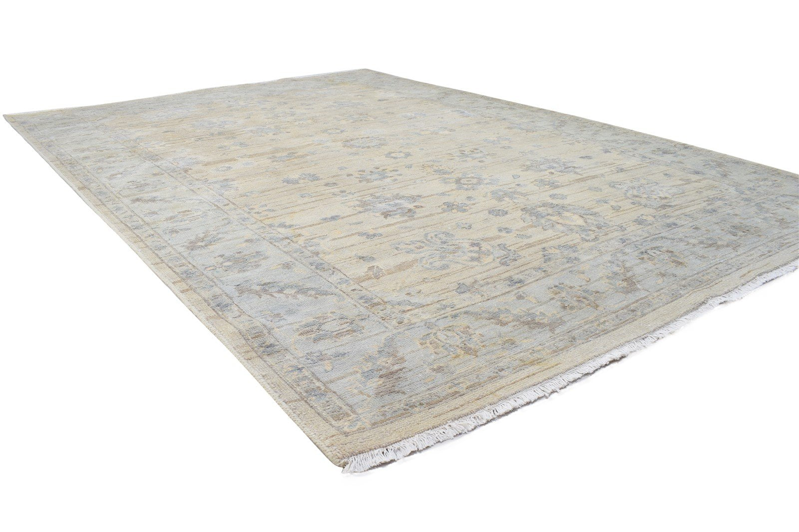 Wool Beige Rug 6' X 9' Persian Hand Knotted Oushak Oriental Large Carpet 7864106877077