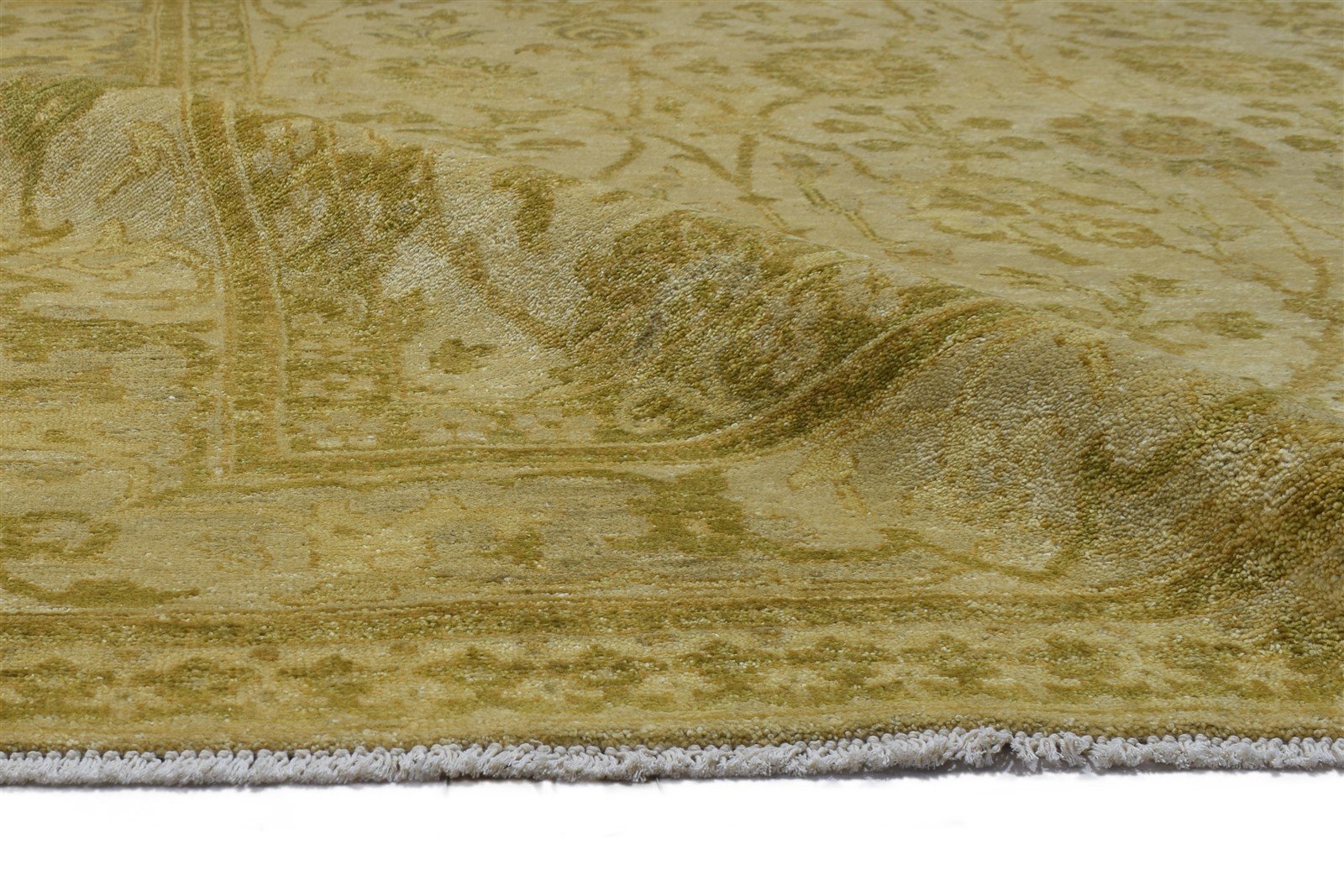 Wool Beige Rug 8' X 11' Persien Hand Knotted Sarouk-Indian Oriental Large Carpet 7864318591125