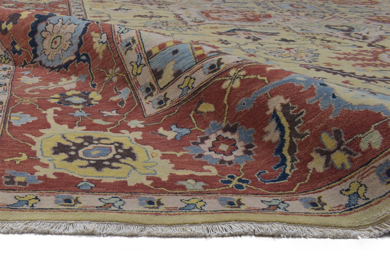 Wool Beige Rug 9' X 12' Persian Hand Knotted Serapi Oriental Large Carpet 7864220188821