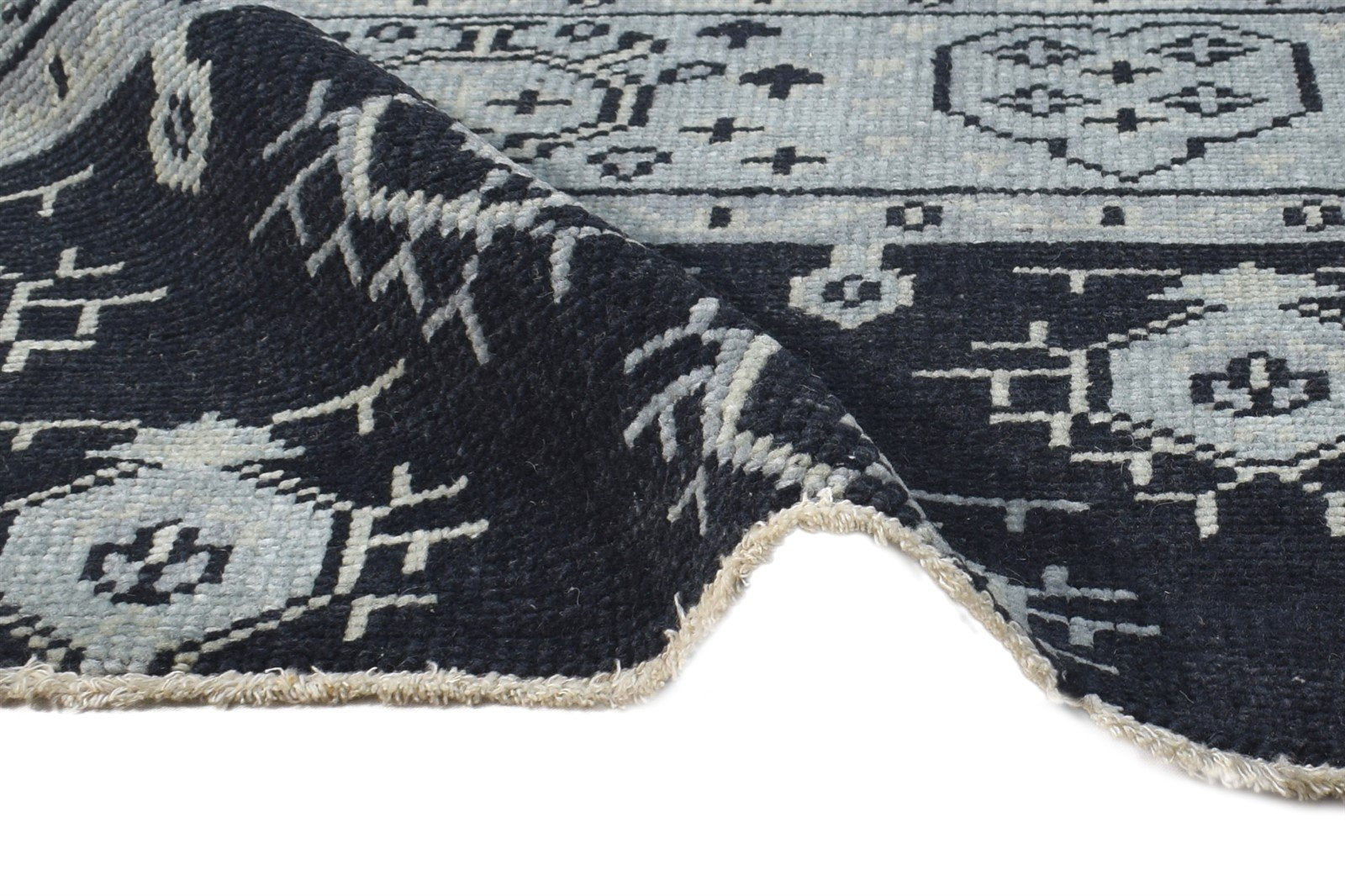 Wool Black Rug 2' X 2' Persian Hand Knotted Bokhara Oriental Small Carpet 7864929091733