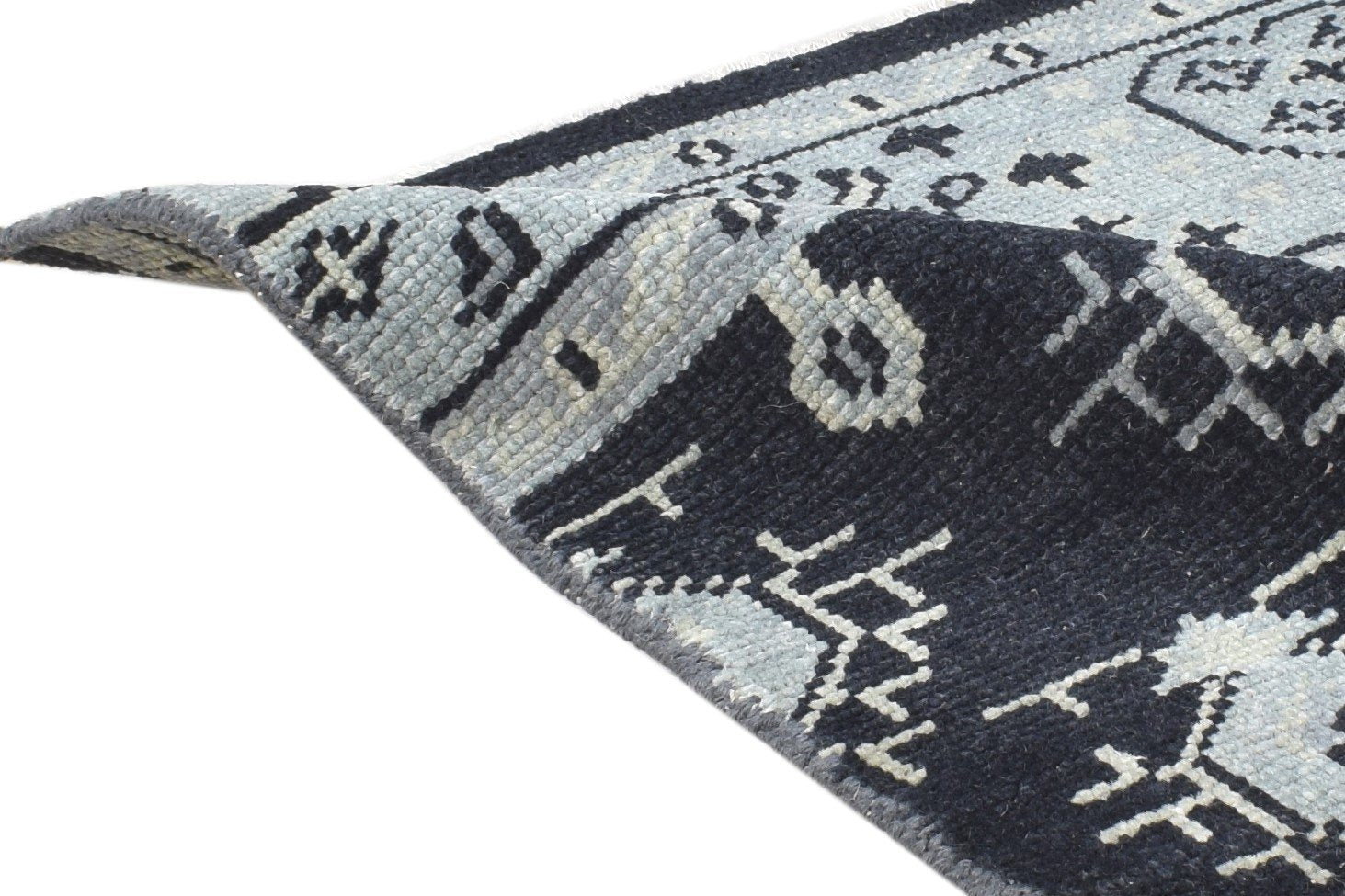 Wool Black Rug 2' X 2' Persian Hand Knotted Bokhara Oriental Small Carpet 7864929091733