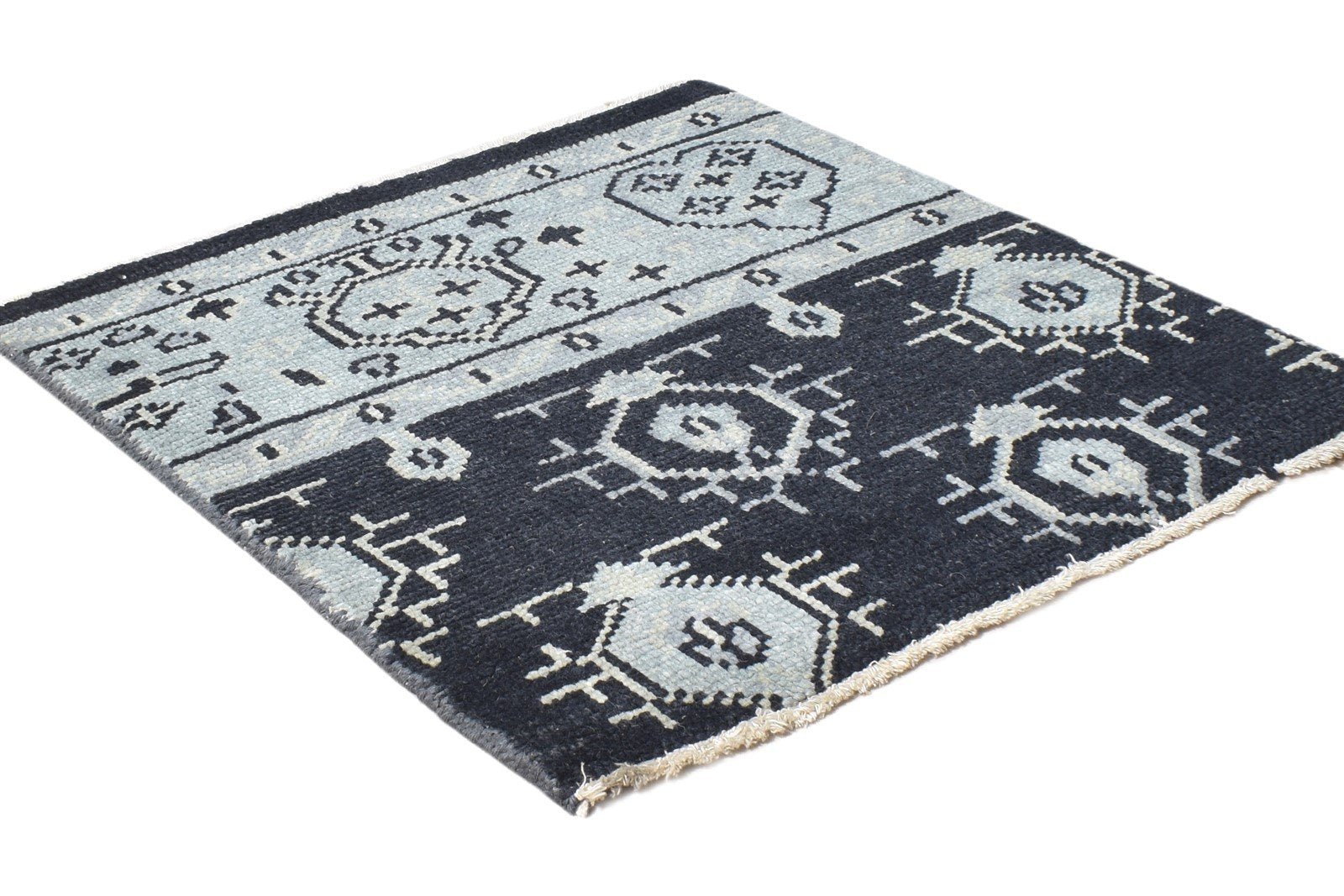 Wool Black Rug 2' X 2' Persian Hand Knotted Bokhara Oriental Small Carpet 7864929091733