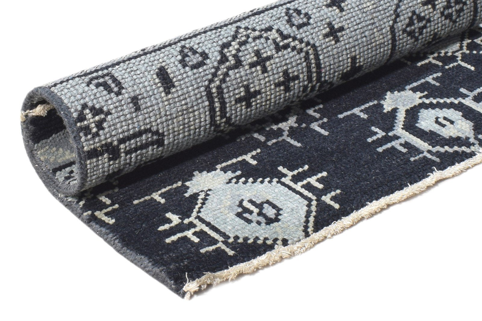 Wool Black Rug 2' X 2' Persian Hand Knotted Bokhara Oriental Small Carpet 7864929091733