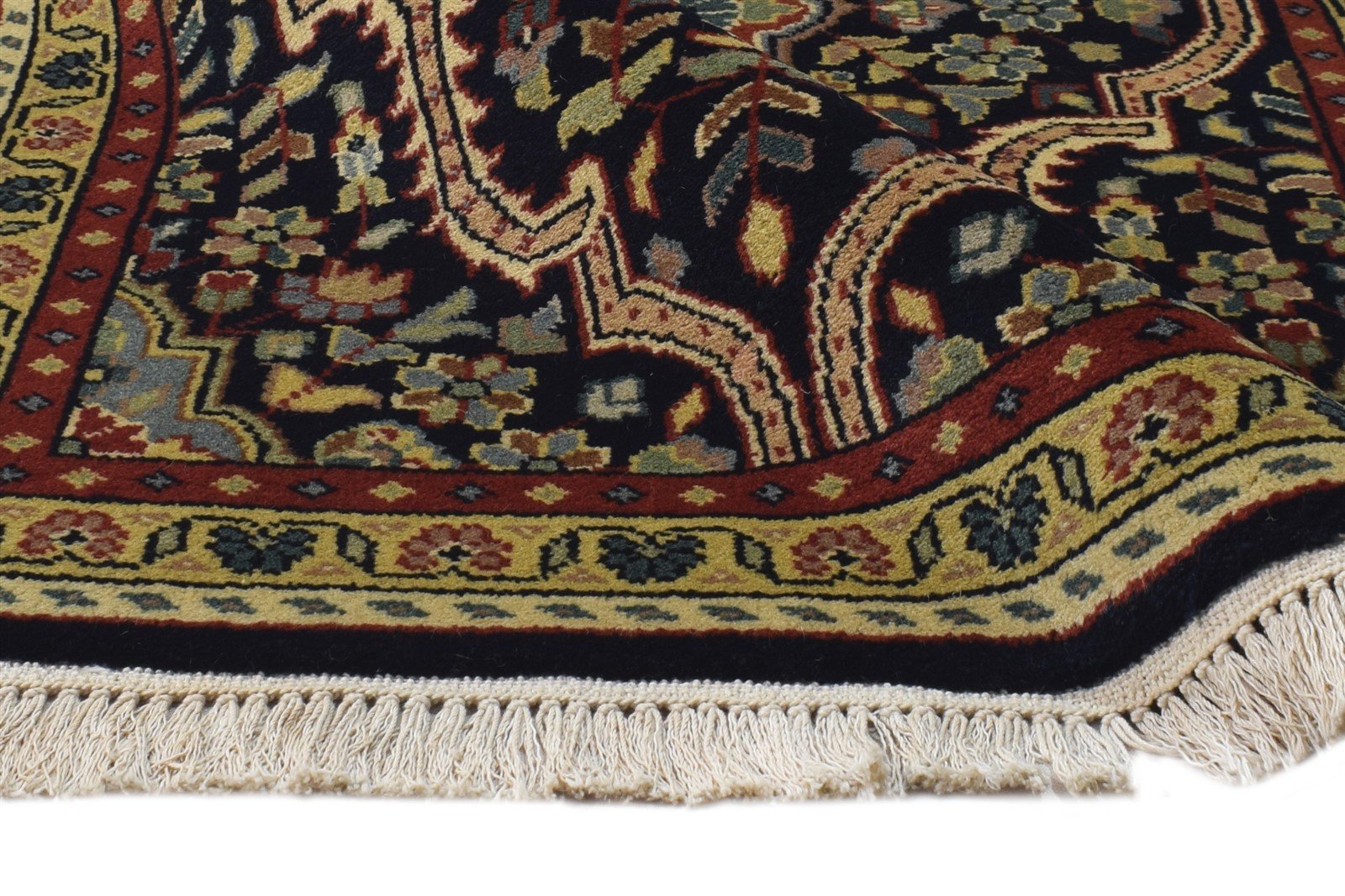 Wool Black Rug 2' X 3' Persian Hand Knotted Kashan Medallion Small Carpet 7864645189781