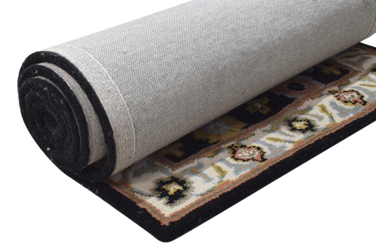 Wool Black Rug 2' X 8' Persien Hand Tufted Kashan Oriental Small Runner 7864851693717