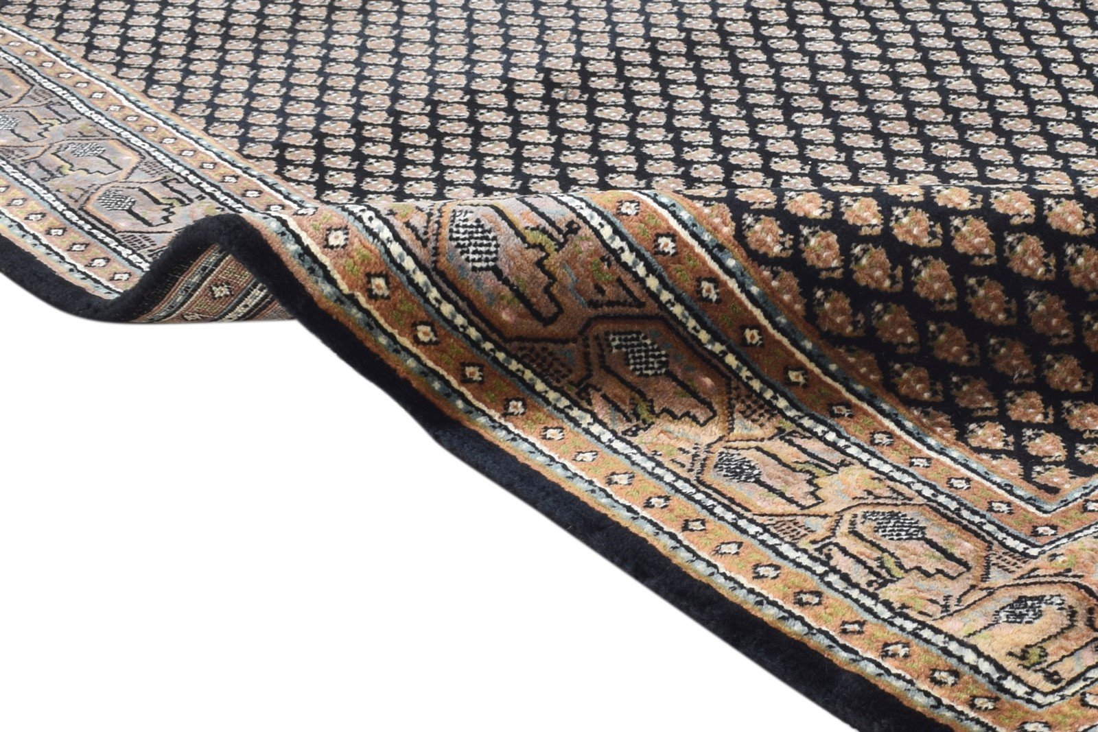 Wool Black Rug 3' X 5' Persian Hand Knotted Qum Oriental Room Size Carpet 7864680579221