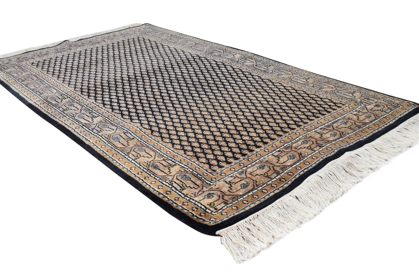 Wool Black Rug 3' X 5' Persian Hand Knotted Qum Oriental Room Size Carpet 7864680579221