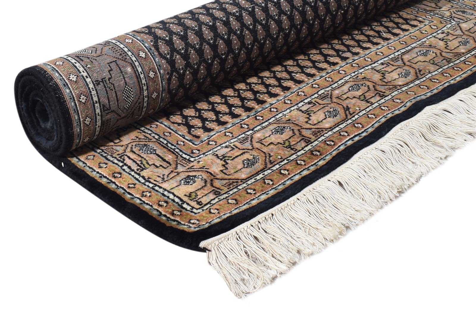 Wool Black Rug 3' X 5' Persian Hand Knotted Qum Oriental Room Size Carpet 7864680579221