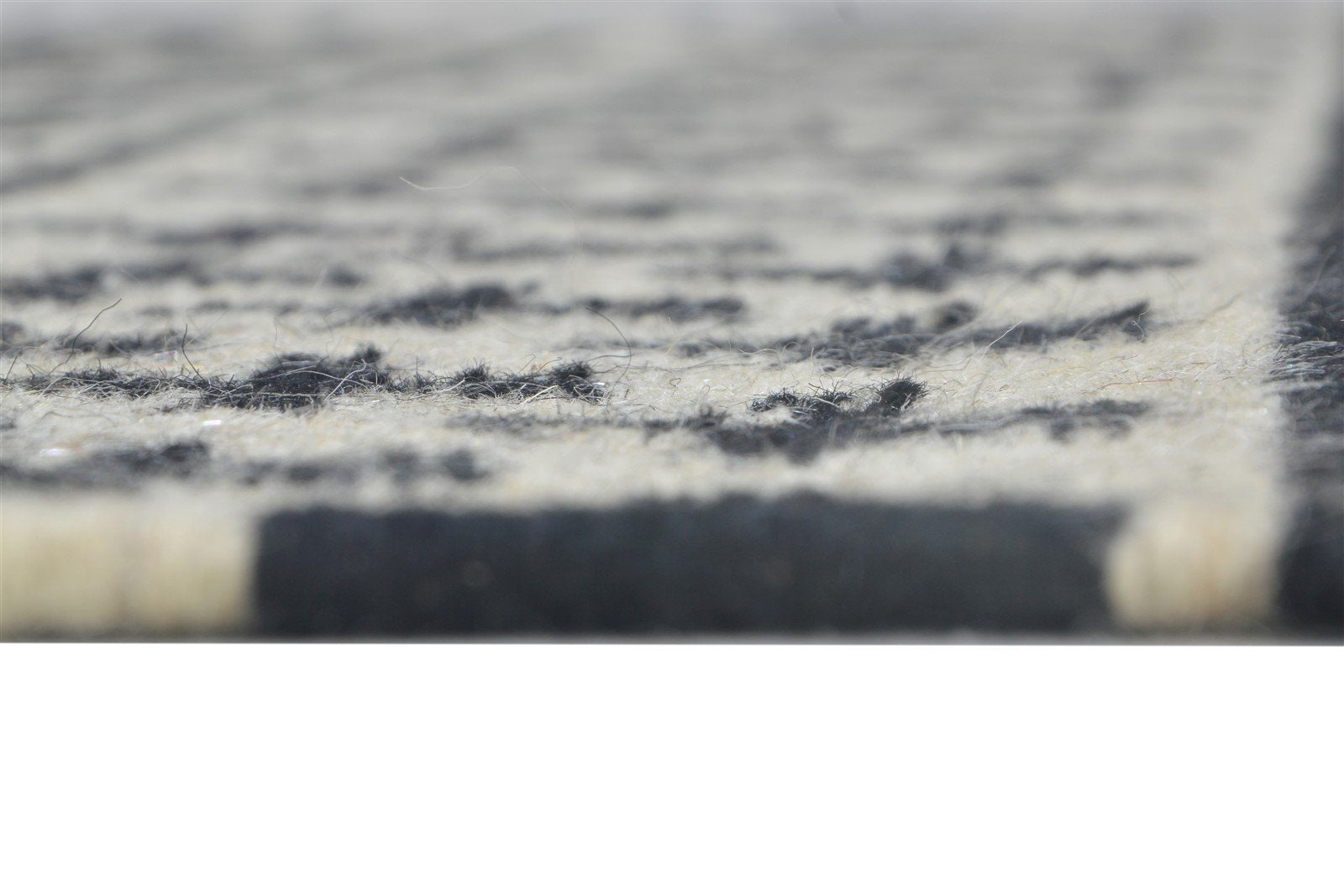 Wool Black Rug 4' X 6' Modern Dhurrie Scandinavian Tribal Room Size Carpet 7864987418773