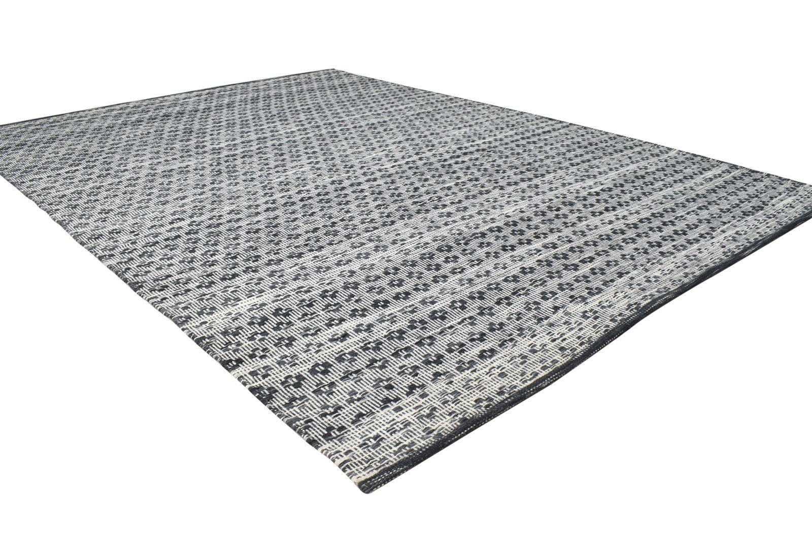 Wool Black Rug 5' X 7' Modern Dhurrie Scandinavian Nordic Room Size Carpet 7865030770837