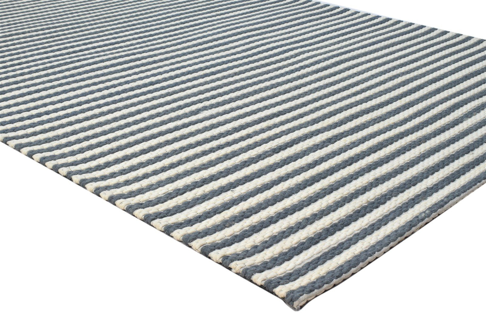 Wool Black Rug 5' X 8' Modern Hand Woven Scandinavian Striped Room Size Carpet 7860679245973
