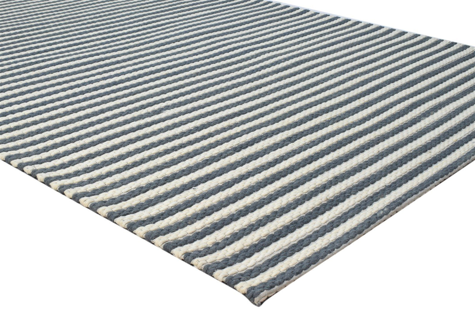 Wool Black Rug 5' X 8' Modern Hand Woven Scandinavian Striped Room Size Carpet 7860679245973