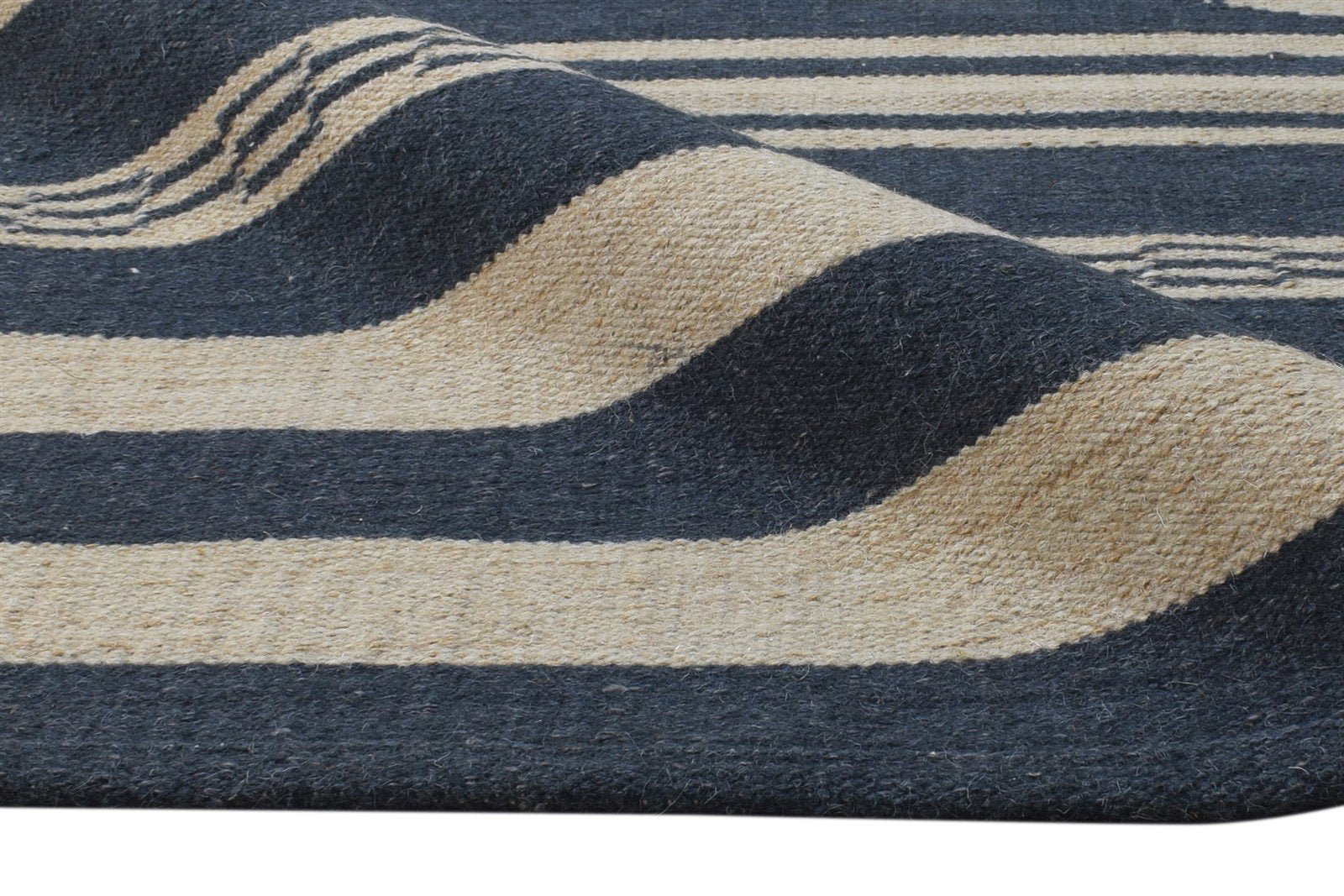 Wool Black Rug 6' X 8' Modern Dhurrie American Tribal Room Size Carpet 7865189597333