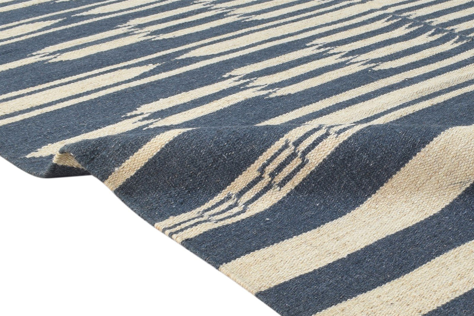 Wool Black Rug 6' X 8' Modern Dhurrie American Tribal Room Size Carpet 7865189597333