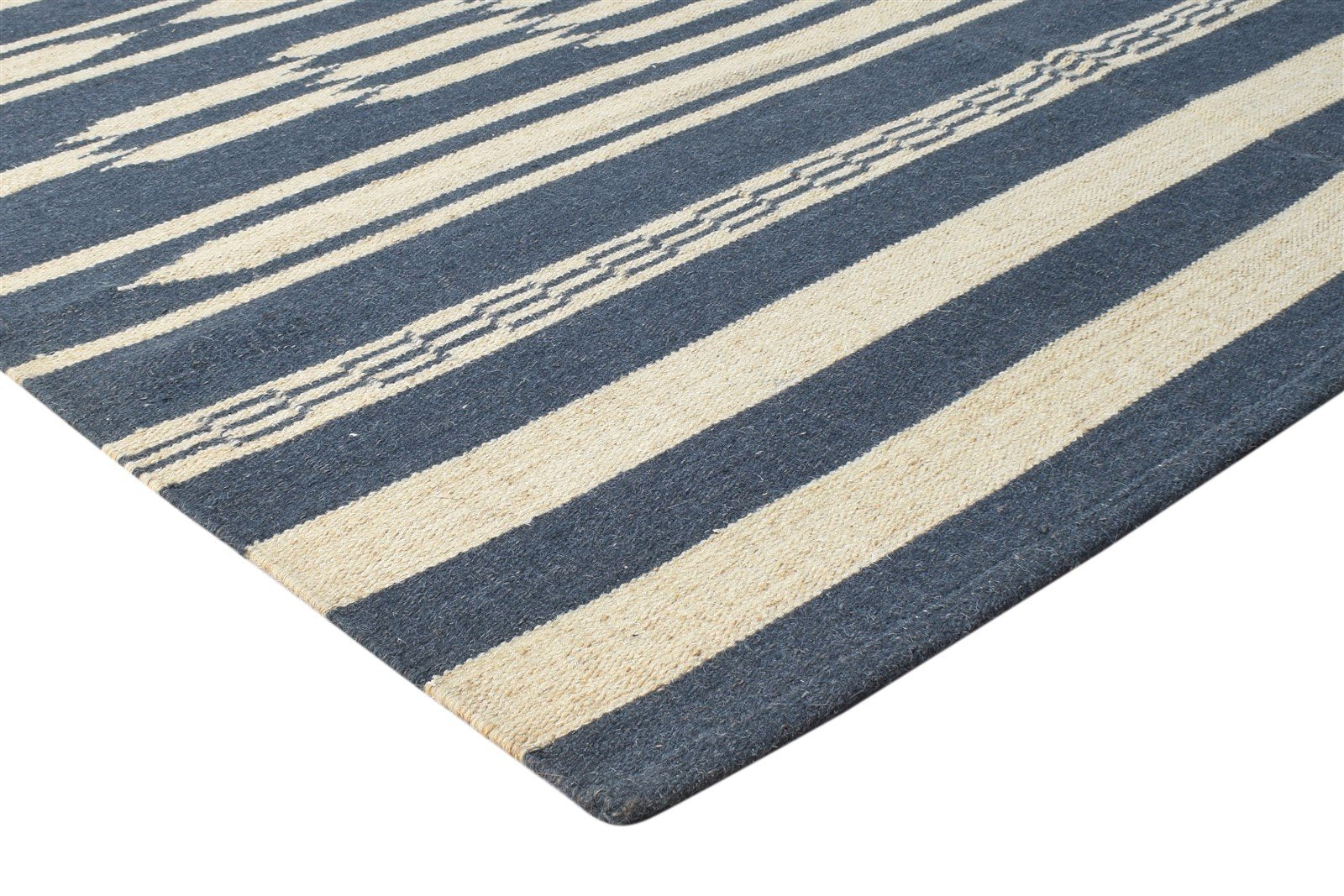 Wool Black Rug 6' X 8' Modern Dhurrie American Tribal Room Size Carpet 7865189597333