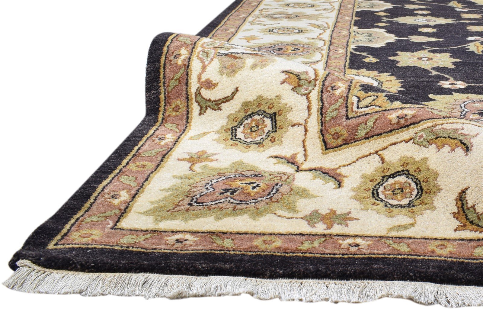 Wool Black Rug 8' X 9' Persian Hand Knotted Agra Oriental Large Carpet 7860695335061