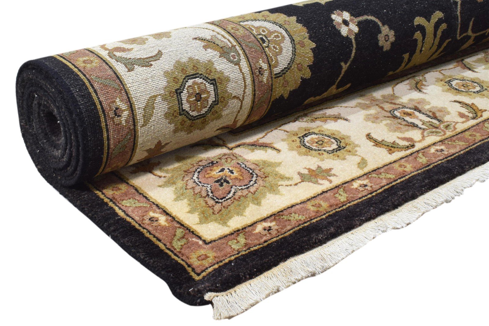 Wool Black Rug 8' X 9' Persian Hand Knotted Agra Oriental Large Carpet 7860695335061