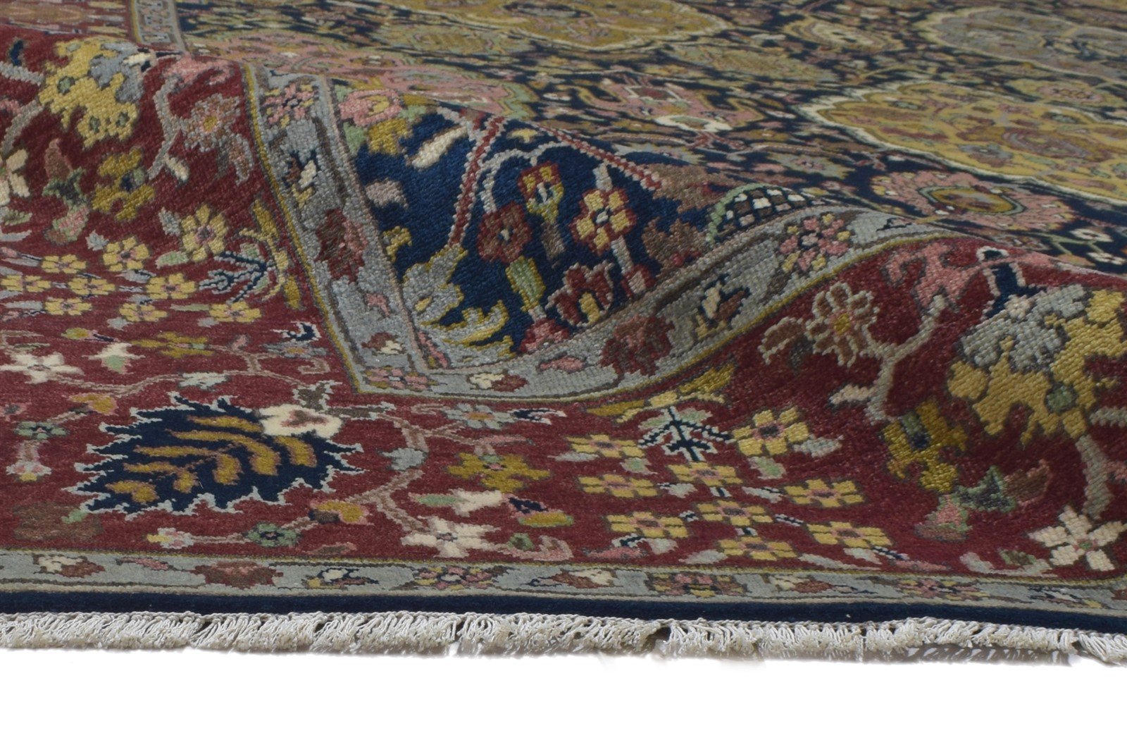 Wool Black Rug 9' X 12' Persian Hand Knotted Mughal Oriental Large Carpet 7864203051157