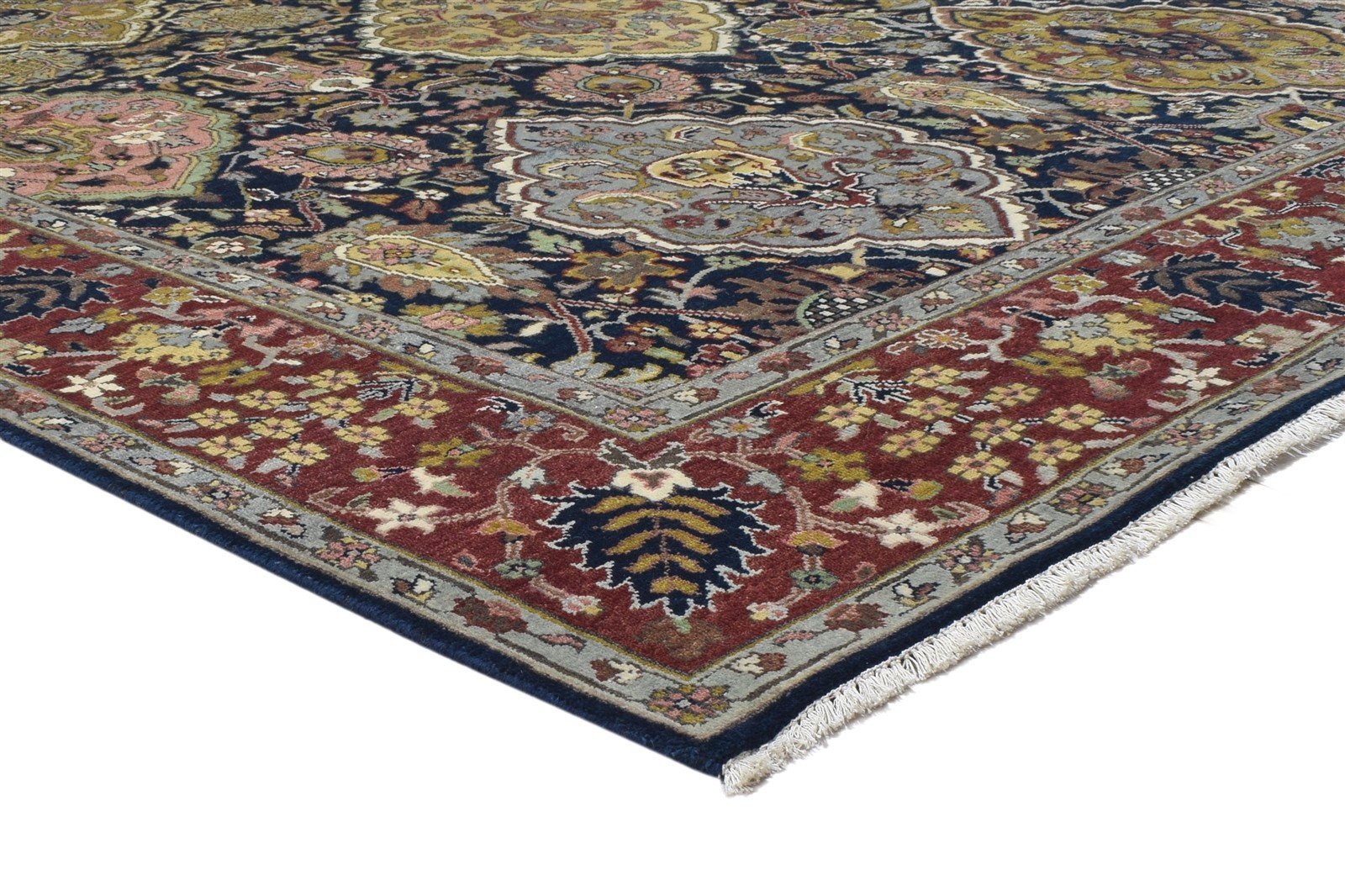 Wool Black Rug 9' X 12' Persian Hand Knotted Mughal Oriental Large Carpet 7864203051157