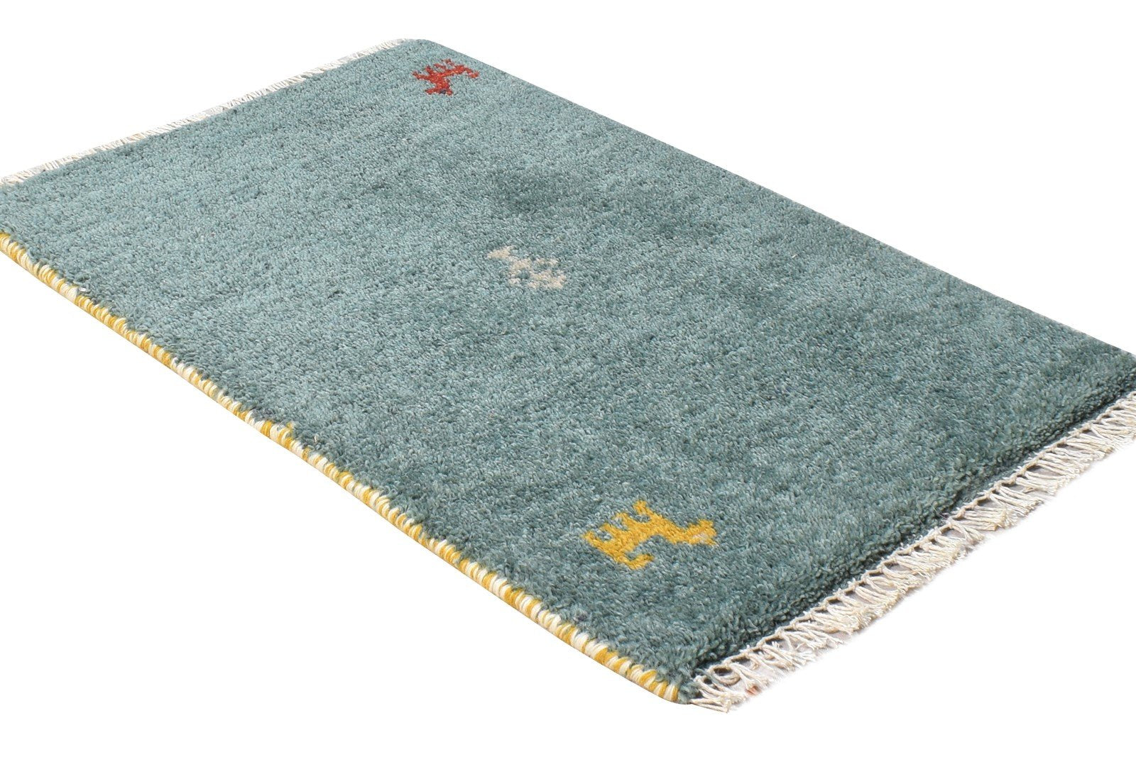 Wool Blue Rug 1' X 2' Persian Hand Knotted Southwestern Tribal Small Carpet 7865180913813