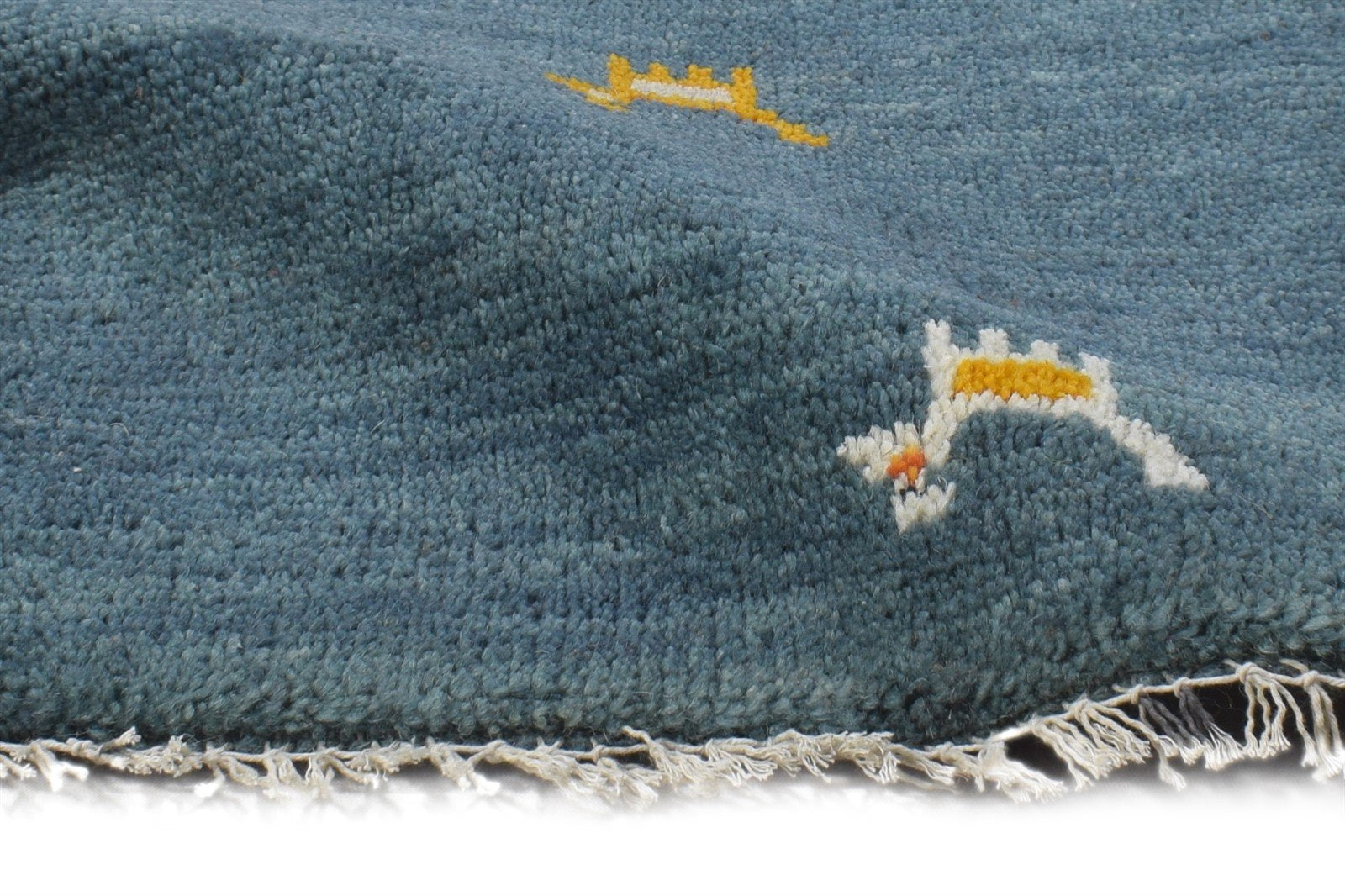 Wool Blue Rug 1' X 2' Tribal Hand Knotted Gabbeh Southwestern Small Carpet 7864498552981