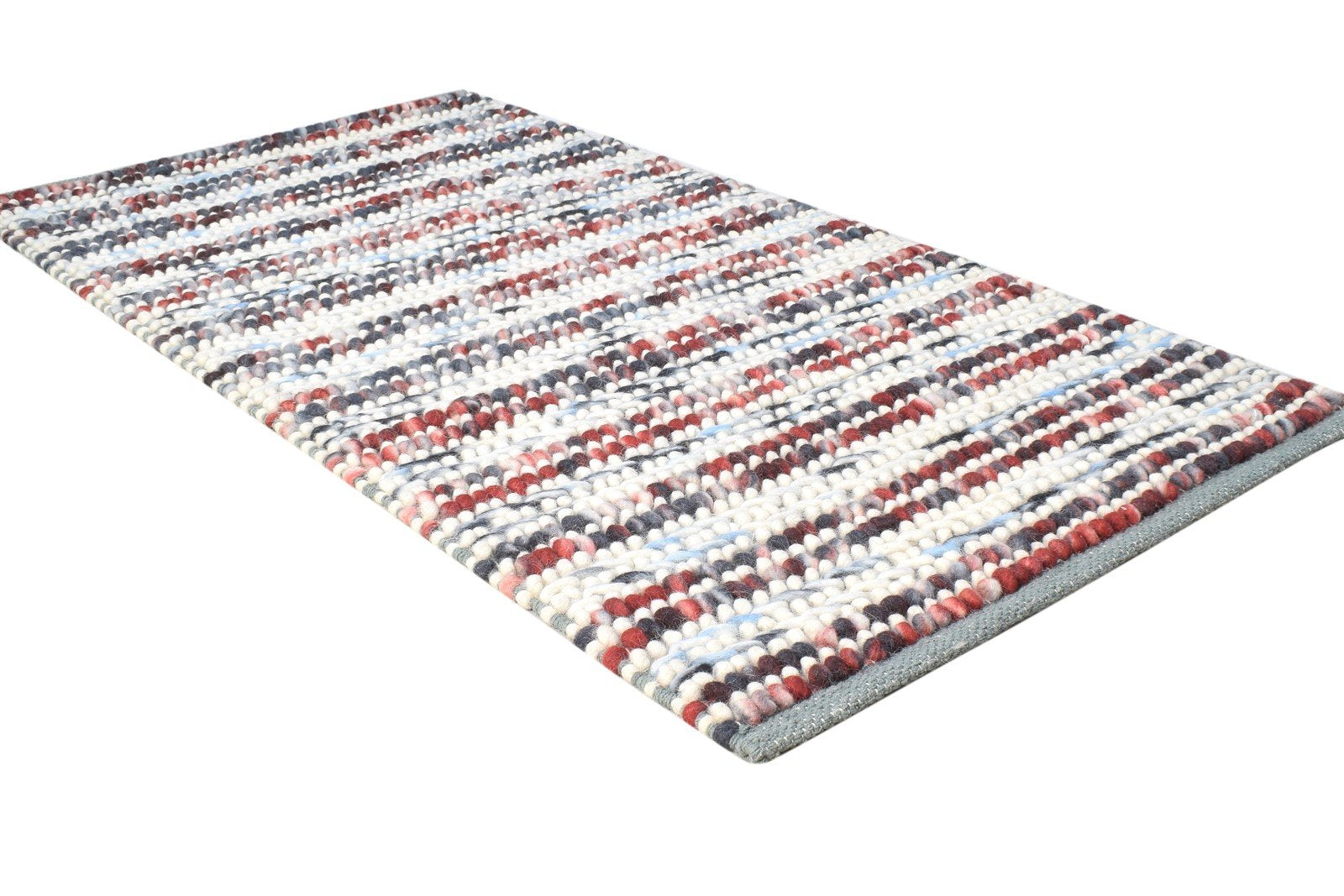 Chelsy Wool Blue Rug 2'6 X 5' Modern Hand Woven Bohemian Striped 7864932466837