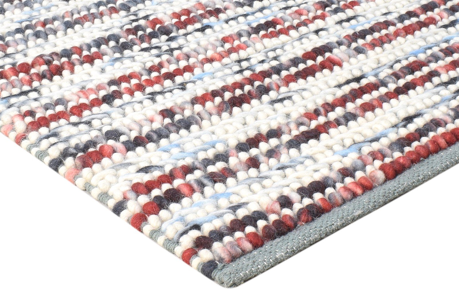 Chelsy Wool Blue Rug 2'6 X 5' Modern Hand Woven Bohemian Striped 7864932466837