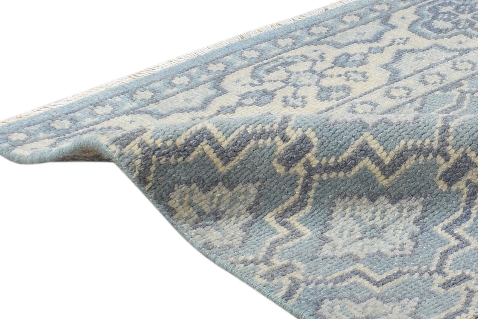 Wool Blue Rug 2' X 2' Modern Hand Knotted Moroccan Trellis Small Carpet 7865156206741