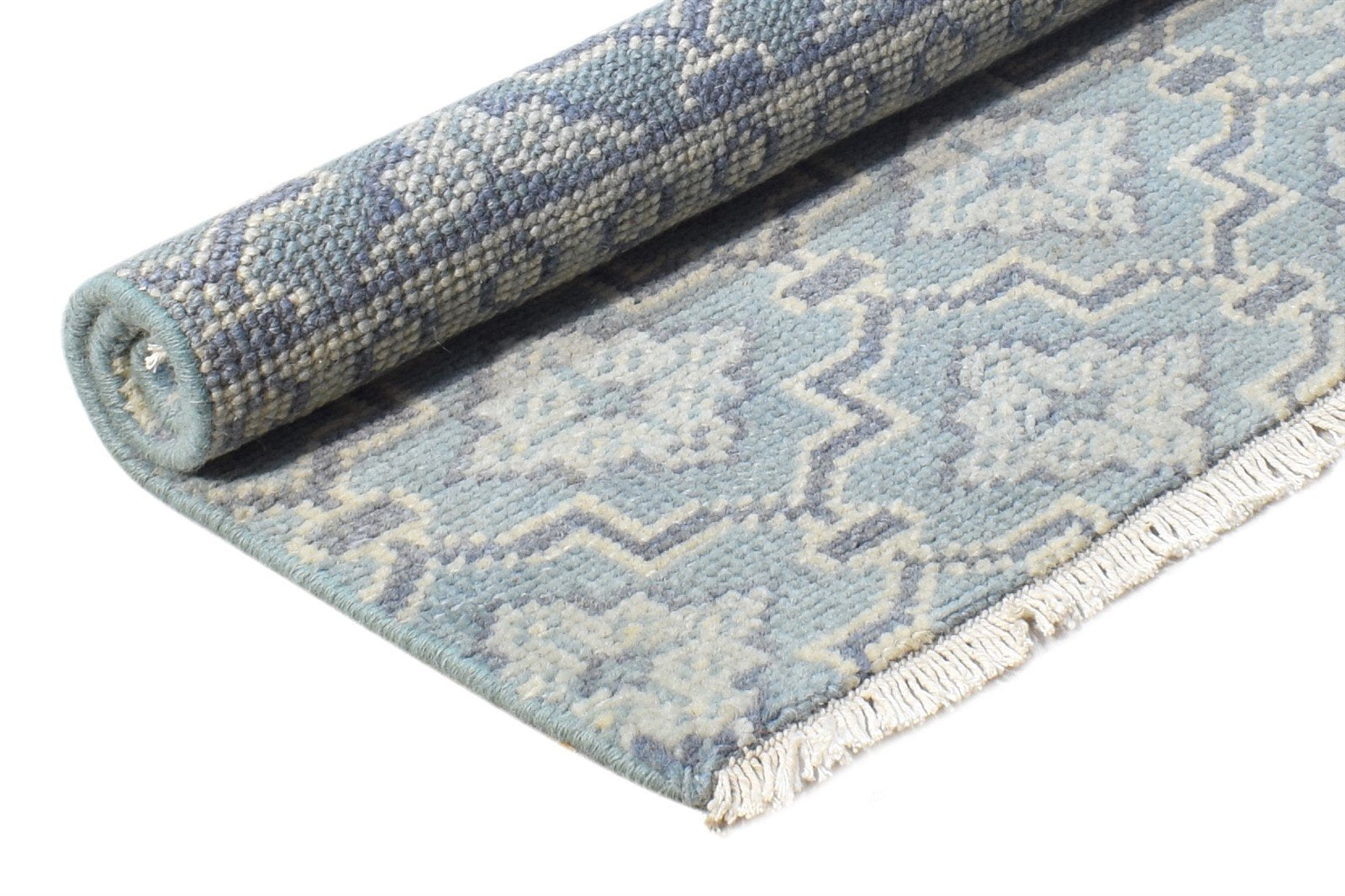 Wool Blue Rug 2' X 2' Modern Hand Knotted Moroccan Trellis Small Carpet 7865156206741
